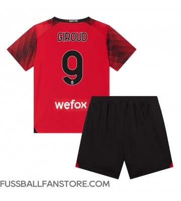 AC Milan Olivier Giroud #9 Replik Heimtrikot Kinder 2023-24 Kurzarm (+ Kurze Hosen)